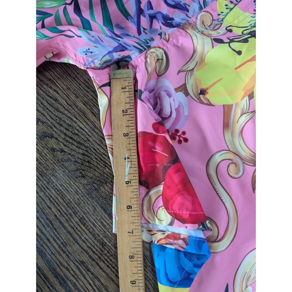 Good Vibes Drill Clothing Men's Pink Tropical Floral Swim Shorts Size M Palm